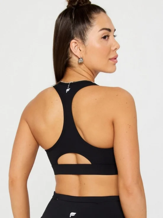 Fabletics Black Front-Zip Racerback Sports Bra - Picture 2 of 7